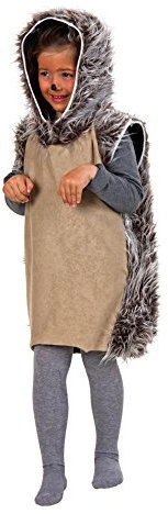 Festartikel Müller Kinderkostüm Igel-Overall ärmellos mit Mütze in der Größe 104, 118.706.04, Grau/Beige