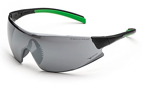 UNIVET | 546 Solar Flash Mirror, Arbeitsschutzbrille, Sport, verspiegelte Gläser, kratzfest, (EN166, EN170, EN172), Schwarz/Grün