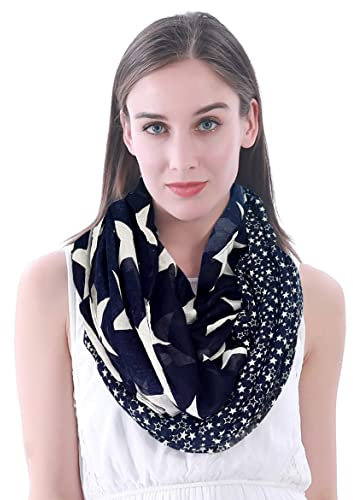 Lina & Lily Damen Loop Schal mit Stern-Print (Dunkelblau)