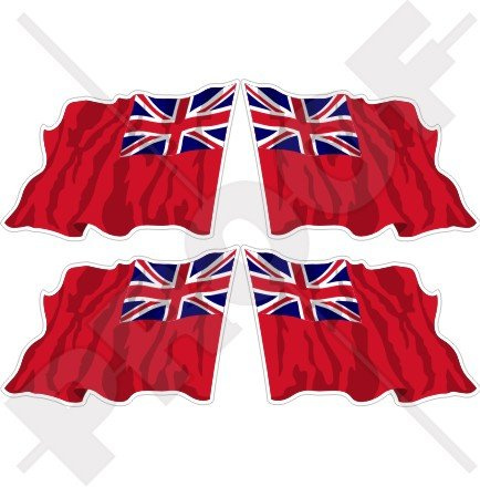 British Red Ensign Merchant Waving Flag Großbritannien UK 5,1 cm (50 mm) Vinyl bumper-helmet Sticker, Aufkleber X4