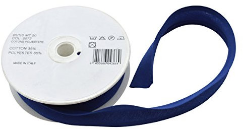 Inastri Schrägband zum Rollenbinden, Polyester-Baumwolle, dunkelblau, 20 m, 25/5/5/mm, 1 Stück