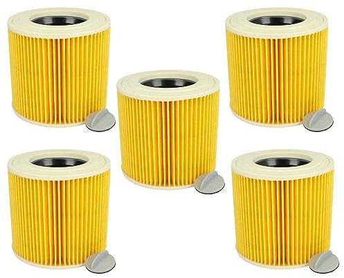 vhbw 5x Faltenfilter Ersatz für Kärcher 6.414-789.0 | 6.414-789 für Staubsauger - Patronenfilter Gelb