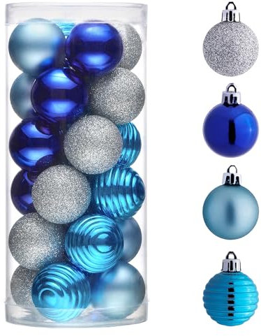 Valery Madelyn Kleiner Weihnachtsbaumschmuck, Ornament-Set für Valentinstag, Karneval, St. Patricks, 24 Karat, marineblau und silber, bruchsicher, hängende Kugel, Ornamente, Urlaub, Party, Dekoration,