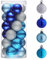 Valery Madelyn Kleiner Weihnachtsbaumschmuck, Ornament-Set für Valentinstag, Karneval, St. Patricks, 24 Karat, marineblau und silber, bruchsicher, hängende Kugel, Ornamente, Urlaub, Party, Dekoration,