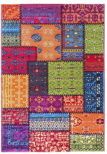 SrS Rugs® Candy Rainbow Rug - for Living Room, Lounge, Hallway, Kids Room, Playroom, Nursery - Boys & Girls - Hippy - Pride - Brighten Your Home (Patchwork, 120cm x 170cm)