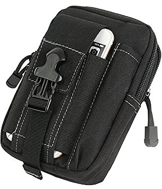 K-S-Trade Belt Pouch/Holster Compatible With Crosscall Core-X3, Black | Extra Compartments With Space For Power Bank, Hard Drive 1x