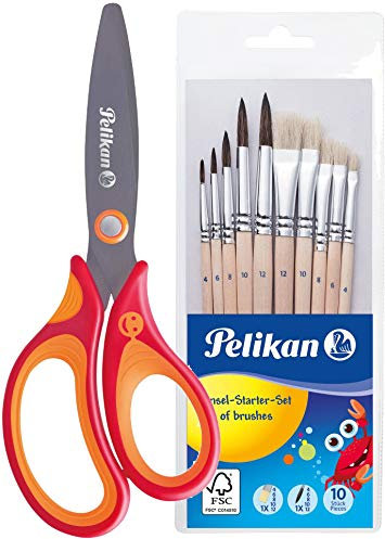 Pelikan griffix Schulschere, Rot, für Rechtshänder (+ Pinselset)