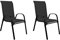 FineHome 2 Stück XL Stapelsessel Gartenstuhl Gartensessel Textilenbespannung schwarz Gartenmöbel stapelbar Metall schwarz