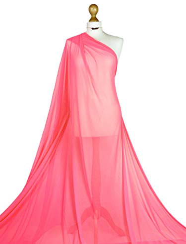 Fabriques Power Net Tissu transparent en maille extensible dans les 4 sens | Matériau de la doublure | PN01 | par Fabriques (rose fluo, 20,3 x 20,3 cm)
