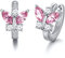 AOBOCO Creolen Schmetterlinge Sterling Silber 925 Kinder Ohrringe Mädchen mit Kristallen, Schmetterling Schmuck Geschenke für Frauen (Rosa)