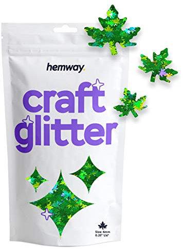 Hemway Craft Glitter - Maple Leaf Shaped 50g Emerald Green Holographic | Metallic Sequin for Resin & Epoxy Crafts | Supplies for Tumblers, Cards, Jewellery, Candle, Hair, Face, Body & Nail Art