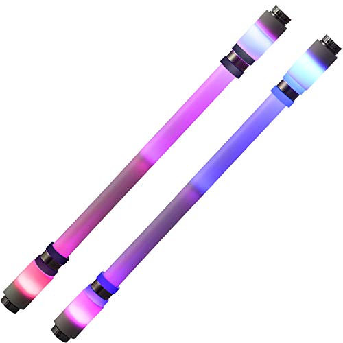 2 Stück Rotierend Penspinning Stift LED Drehend Rotationsstift Rutschfest Beschichtung Stift Rotierend Kugelschreiber Ohne Stiftmine Stressabbau Spielzeug (Schwarz, Blau, Einfach Stil)