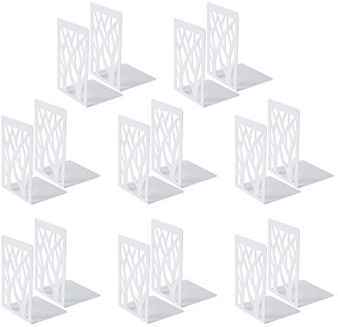 8 Paires Serre-Livre en Métal pour Livres, MSDADA Anti-Rayures Porte-Livres pour Bureau, Ecole et Maison, Séparateurs de Livres, CD, Porte-Dossier pour Bureaux(Blanc)