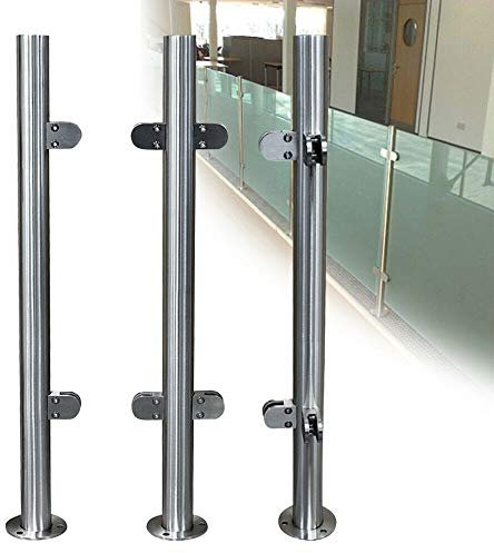 Stainless Steel Balustrade Post 90cm - Balustrade End Post/Corner Post/Mid Post with Glass Clamp for Landing Baluster (Corner Post 90cm)
