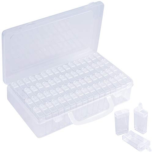 64 Grids Diamond Embroidery Box, Diamond Painting Storage Box, Bead Organizer Case, Nail Art Storage Container, Diamond art Accessories Storage with Blank Label Sticker for Rhinestone, Earring