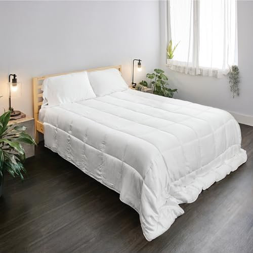 Bamboo Bay Ganzjahresdecke für King-Size-Bett, 100 % Viskose aus Bambus, weiche, gesteppte Daunen-Alternative Bettdecke mit Ecklaschen, atmungsaktiv, kühlende Bettwäsche, 248 x 290 cm