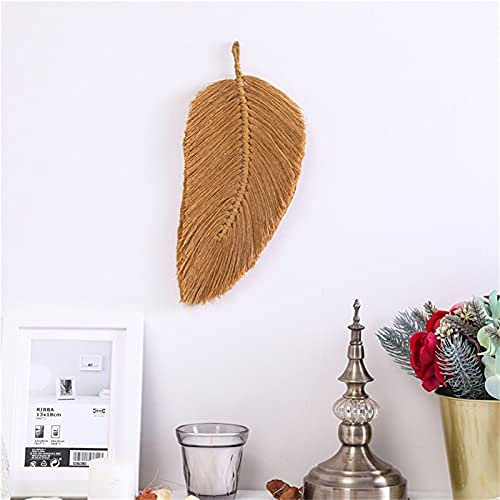 RAILONCH 2 Stück Makramee Wandbehang Boho Deko, Blatt Wandteppich Gewebte Tapisserie, Tapestry Wandteppiche für Schlafzimmer Wohnzimmer Dekoration (Braun)