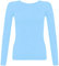 New Ladies Long Sleeve Round Neck Plain Basic Women's Stretch T-Shirt (Sky Blue, 10)