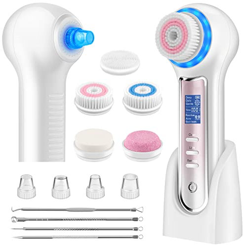 Brosse de nettoyage du visage rechargeable, outil d'aspiration anti-points noirs, étanchéité IPX7 3 en 1 pour exfolier, masser et nettoyer les pores en profondeur