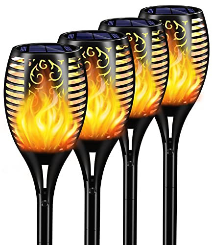 honswit Solar Fackeln Flammenlicht 96LED, Solarlampen für Außen, Gartenfackeln Solar Flammenlicht, Solarleuchten Garten mit Flammeneffekt, IP65 wasserdicht, Solarleuchten für außen, Terrasse, Balkon