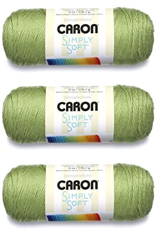 Caron Simply Soft Strick- und Häkelgarn, 3er-Pack, 170 g pro Stück, Acryl, mittlere Stärke 4 (Worsted), ca. 285 m, Grün (Pistachio)
