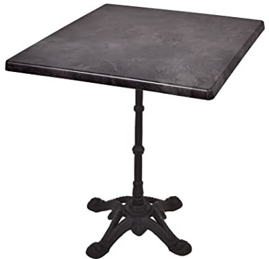 Dynamic24 Bistrotisch Set Dark Slate 70x70cm Tischgestell Gusseisen schwarz Garten Tisch
