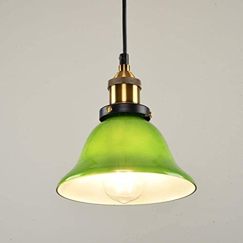 Jadssox Retro Banker Pendelleuchte Nostalgische Hängeleuchte, Smaragdgrüner Glas-Deckenlampenschirm, Wohnzimmer Schlafzimmer Traditioneller industrieller Wohnkultur-Kronleuchter
