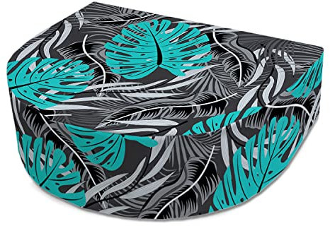 Amilian Sitzkissen gut auch als Nackenkissen, Keilkissen oder Rückenkissen für bequemes Entspannen 30 x 35 cm für Kinder und Erwachsene: Monstera Türkis Schwarz