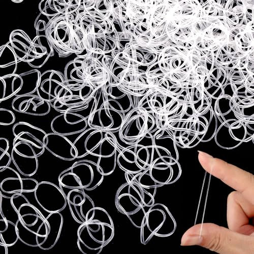 Lusofie 2500Pcs Clear Hair Elastic Bands Small Clear Elastic Hair Bands Soft Baby Elastic Hair Ties Hair Bands for Girls, Kids, Braids Hair, Wedding Hairstyle