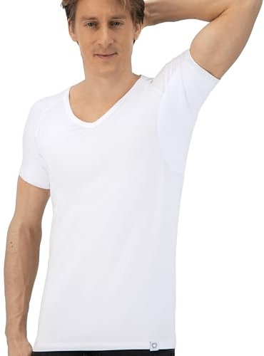 Fibershirts® Anti Schweiß Shirt - T-Shirt gegen Schweißflecken - Anti Schweiß Unterhemd - Mit ArmPads PRO & Silberbehandlung - Herren - V-Ausschnitt