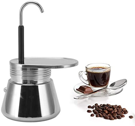 Stovetop Espresso Maker, Stainless Steel Single Spout Moka Pot, Italian Style DIY Large Capacity Light Weight Portable Coffee Maker, for Outdoor Camping