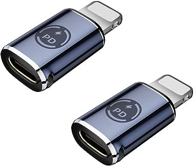 USB C Light-ning Adapter,unterstützt 20W PD,Schnellladefunktion für iPhone iPad iPod-Serie (2Pack i-OS Phone Male Adapter to USB Type-C Female Connector Adapter)