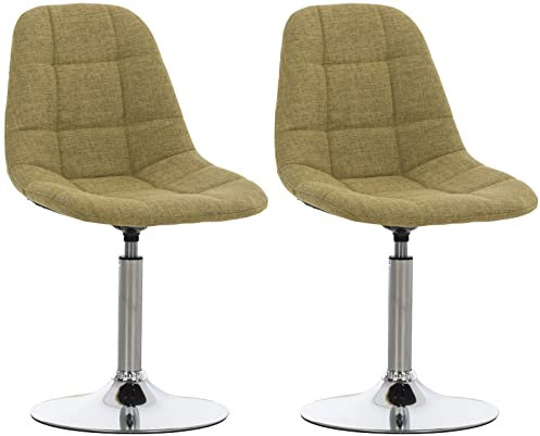 CLP 2er Set Stühle Emil Stoff I Mit Gestepptem Sitz I Drehstühle Mit Trompetenfüße In Chromoptik, Farbe:grün