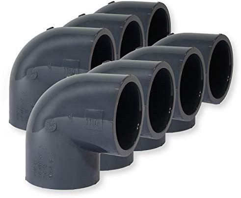 Paradies Pool PVC Fitting Winkel 90°, Ø 50mm mit Klebemuffen, PVC-U Muffe Rohrverbinder Klebefitting 90 Grad zum verkleben, Qualität aus Europa, Menge: 7 Stück