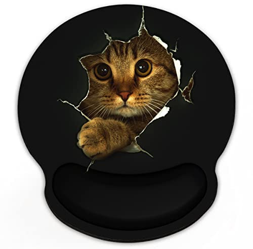 Audimi Cat Mouse Pad with Wrist Rest Support Mouse Mat Non-Slip Rubber Base for Laptop PC Office Working Gaming (Cat)