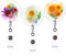 Prasacco Lot de 3 porte-badges rétractables avec clips – Porte-badges ronds à motif de fleurs séchées – Enrouleurs de badges d'infirmière – Porte-noms décoratifs pour infirmière, médecin, travailleur