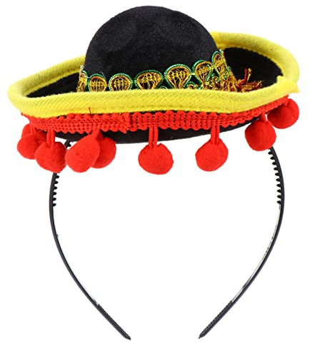 minkissy Mexiko Haarband Cinco De Mayo Stirnband Dia De Muertos-hüte Stirnbänder Für Männer Sombrero-hüte Mit Ballfransen Mexiko Sombrero-mütze Mexiko Haarbänder Mann Maiskuchen Erwachsener