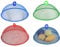 3 Pieces Food Cover Protector, 24cm Picnic Food Mesh Covers, Food Dome Mesh Cover, Screen Food Cover Tent, Reusable Stainless Steel Mesh Food Cover with Handle, for Kitchen, Picnic, Outdoor (3 Colors)