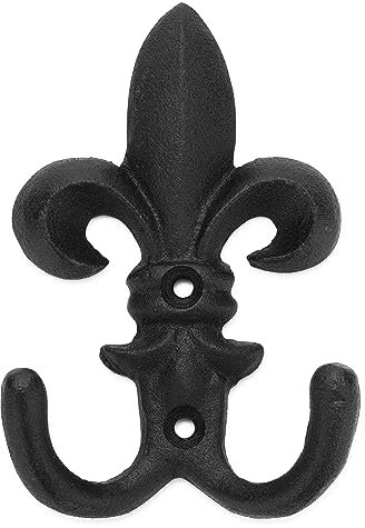 Ajuny Decorative Wrought Iron Black Wall Hanging Key Hook Holder Hangers for Wall Key Rack with 2 Hooks for Car Keys, Handbags, Towel, Entryway, Mudroom, Kitchen Home Decor Gifts
