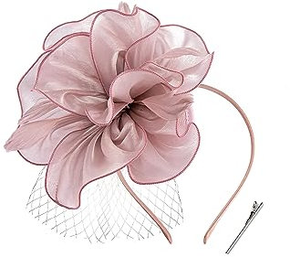 Coucoland Fascinators per Capelli da Donna Fascinator Chapeau Nuptiale Plumes Cheveux Clip Accessoires Cocktail(Rosa Nudo)