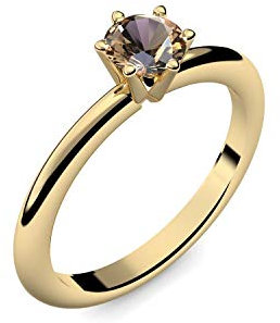 Goldring Rauchquarz 585 + inkl. Luxusetui + Rauchquarz Ring Gold Rauchquarzring Gold (Gelbgold 585) - Precious Amoonic Schmuck Größe 54 (17.2) AM195 GG585RAFA54