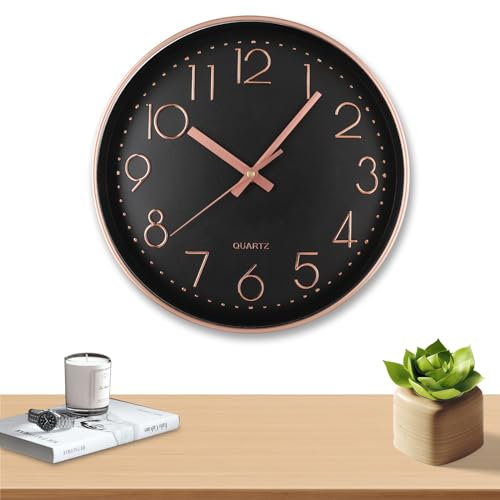 Mezzar Reloj de Pared, Reloj Pared Grande Silencioso Moderno para Cocina, Oficina, Dormitorio, Relojes Pared Original Wall Clock, Ø30cm (Negro)