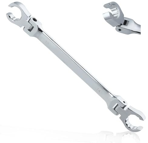 GOLD DEER Flex Head Flare Nut Wrench 13 * 14mm Metric Flare Tool Double Flexible Flare Nut Line Wrench Flare Tool Flex Tools 40Cr for Automotive Repairs Plumbing Repairs