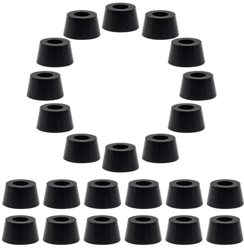 Hordion 24Pcs Rubber Feet Cutting Board Feet, 0.59 W x 0.31 H Round Rubber Bumpers Non-Slip with Screws & Built-in Washers for Furniture Electronics Appliances, Black