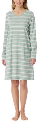 Schiesser Damen Langarm weiche Baumwolle Bigshirt mit Taschen-Nightwear Nachthemd, grün-Mel_181964, 46