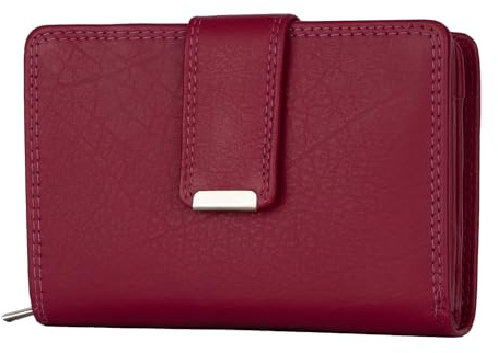 EAAKIE RFID Damen Geldbörse Portemonnaie Geldbeutel Damenbörse weiches Leder 14 Karten (Rose)
