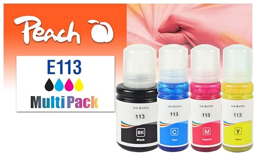 Peach E113 Spar Pack Tintenflaschen Cyan ersetzt Epson No. 113, T06B1, T06B2, T06B3, T06B4 für z.B. Epson EcoTank ET -16150, ET -16600, ET -16650, ET -5100