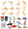 TGFIX 32tlg Ton Dinosaurier Bastelset für Kinder Dinosaurier Basteln aus Lufttrocknende Modelliermasse Dino DIY Kunsthandwerk Kreative Kindergeburtstag Geschenk für Jungen Mädchen