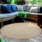 HomebyHome Outdoor-Teppich Flachgewebe Wetterfest Einfarbig Beige Küchenteppich, Balkon Terrassen Garten Wohnzimmer Teppich 120 cm Rund