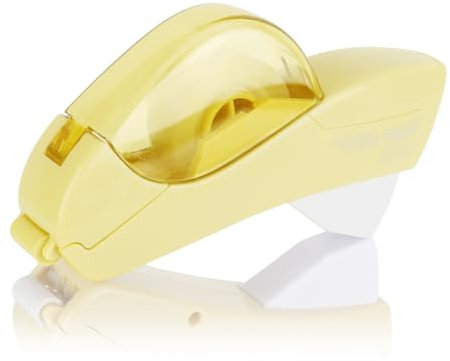 Eagle Distributeur automatique de ruban adhésif et pistolet à ruban adhésif avec 1 rouleau de 12 mm et 1 rouleau de ruban adhésif de 19 mm (jaune)